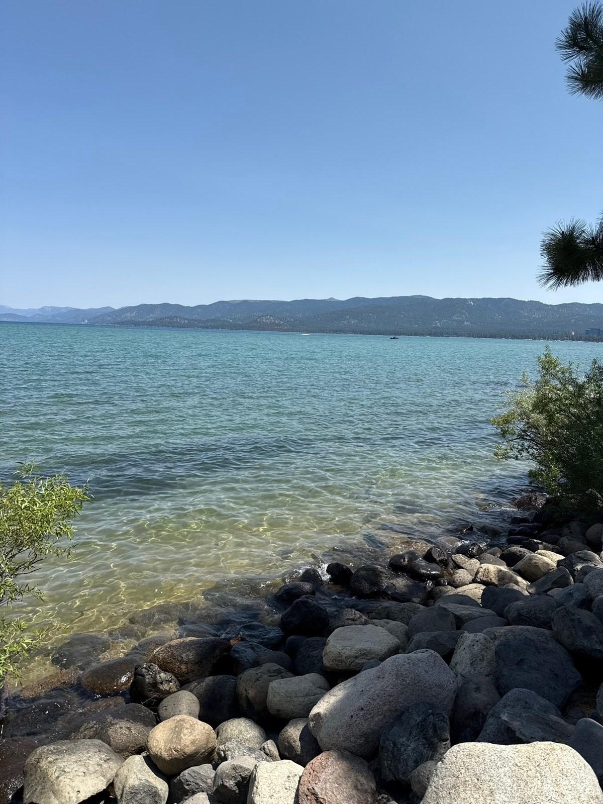 Clear water and granite shoreline at Lake Tahoe, California